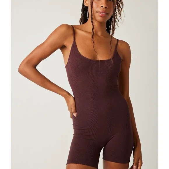 FREE PEOPLE One To Watch Romper / Chocolate Merlot - Picture 1 of 5